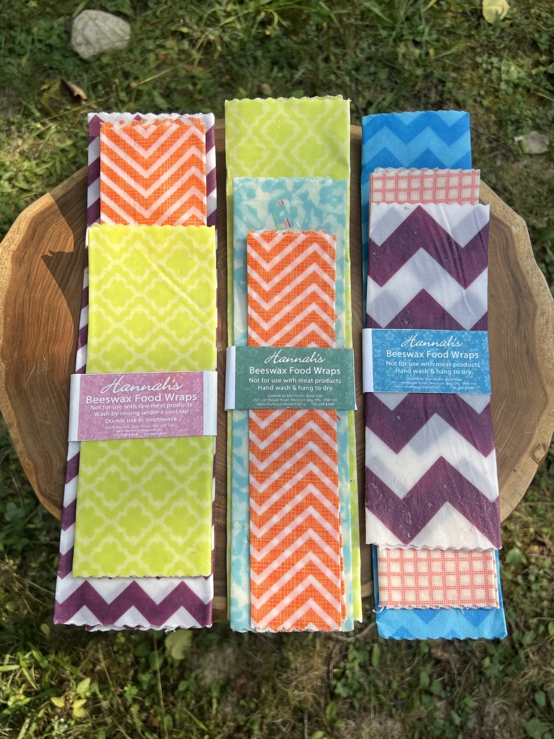 Hannah's Beeswax Food Wraps - Small  sets of 3
